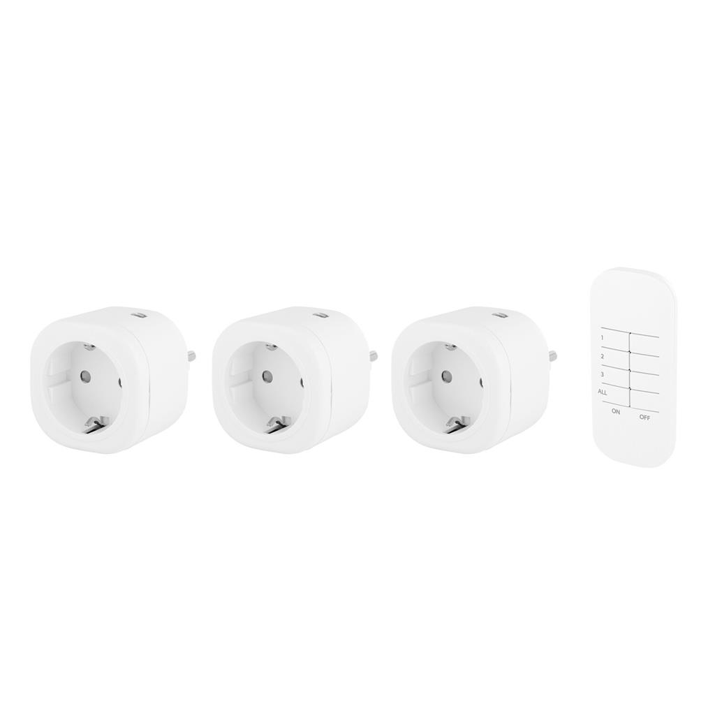 Smartwares Outdoor-Schalter-Set Plug & Connect Funk Steckdosen 2er Set mit Fernbedienung für Lampen und Geräte bis 1000Watt SH4-99654